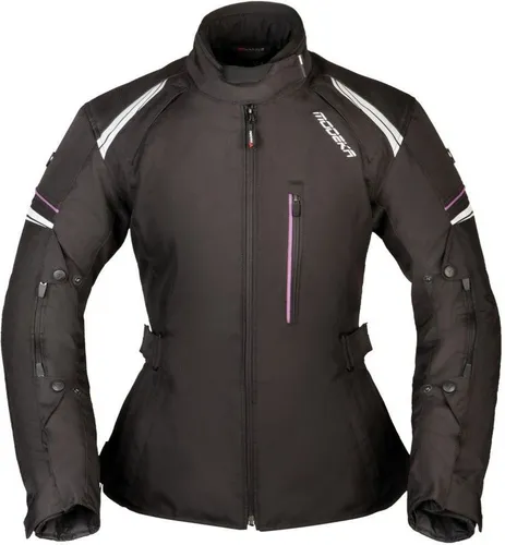 Modeka Violetta Damen Motorrad Textiljacke, schwarz, Größe 34 - Motorradjacke für Damen, gefertigt aus robustem 500 D Polyester mit zusätzlichem Schutz an kritischen Stellen und YF Protektoren für Sicherheit auf der Straße.