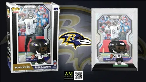 FUNKO POP 09 TRADING CARDS: LAMAR JACKSON - Aufsteller & Figuren - Exklusive Vinylfigur von Lamar Jackson, perfekt für NFL-Fans und Sammler, ideal als Geschenk und zur Erweiterung Ihrer Sammlung.