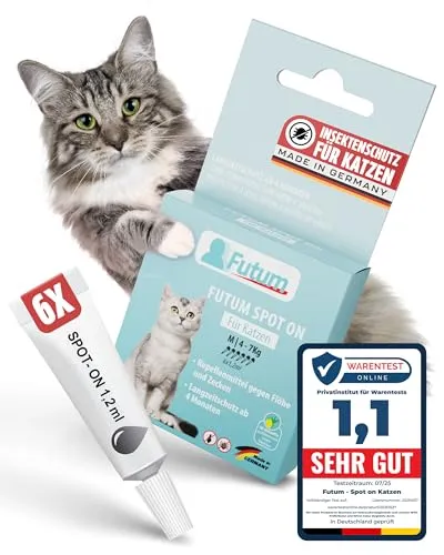 FUTUM Spot On Katze 6 x 1,2 ml – Langanhaltender Floh- und Zeckenschutz