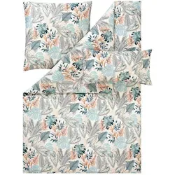 Estella Mako-Satin Bettwäsche 155x220 Liane azur beige Blätter - Erleben Sie hochwertigen Schlafkomfort mit der Estella Mako-Satin Bettwäsche. Das 2-teilige Set bietet atmungsaktive Eigenschaften und einen praktischen Reißverschluss für einfaches Beziehen.