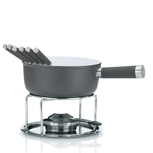 Kela Käsefondue Set LANCY 10tlg für 6 Personen - Fondueset aus keramisch beschichtetem Aluguss, kratzfest und hitzebeständig bis 180°C - ideal für gesellige Abende mit Familie und Freunden.