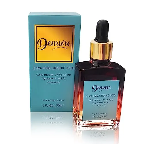 Demure Hyaluronsäure Hyaluron Serum, Anti-Aging Gesichtspflege, Anti-Falten, Mit 1.5% Hyaluronsäure und Vitamin E, Bio-Aloe und Jojoba