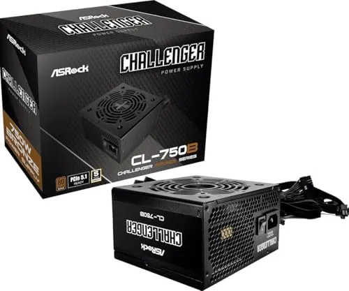 ASRock Challenger 750W Netzteil - 750W ATX 3.1 Netzteil mit 80 Plus Gold-Zertifizierung und intelligentem iCOOL Lüftersteuerungssystem für optimale Effizienz und Kühlung.
