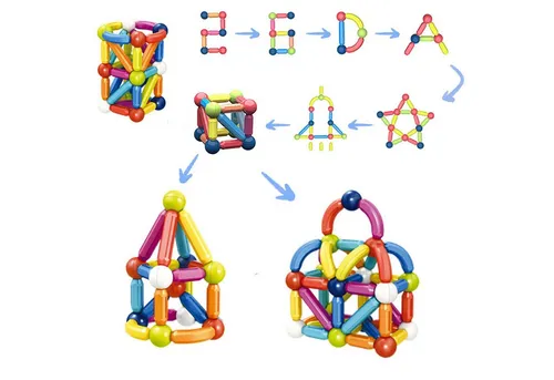 Esun Magnetische Bausteine Montessori Spielzeug ab 3 4 5 6 7 8Jahre Jungen Magnetspielbausteine, (Packung, 56 St., Komplettset), Magnetspielzeug Kinder Magnetic Building Blocks(56 Stück)