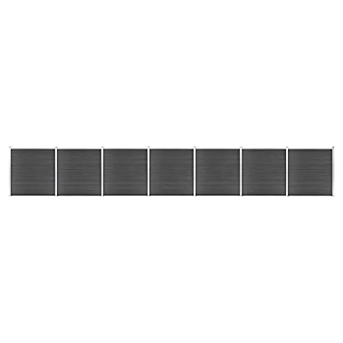 vidaXL Zaunelement Set WPC 1218x186 cm Schwarz - Gartenzäune aus langlebigem WPC, ideal für Privatsphäre und Sicherheit. Mit Holzmaserung und einfachem Montagesystem für individuelle Gestaltungsmöglichkeiten.