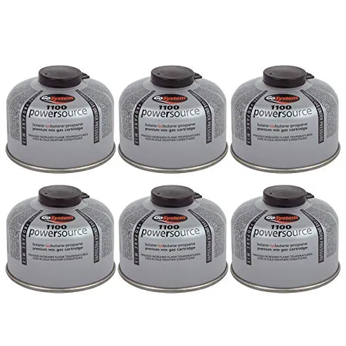 Go System 6 x Schraubkartusche Ventil Gas Kartusche Kocher Iso Butan/Propan 100 g - Brennstoff für Kocher: Zuverlässige EN417 Kartusche mit Butan/Propan-Mix, ideal für Camping und Trekking, funktioniert bis -20°C.