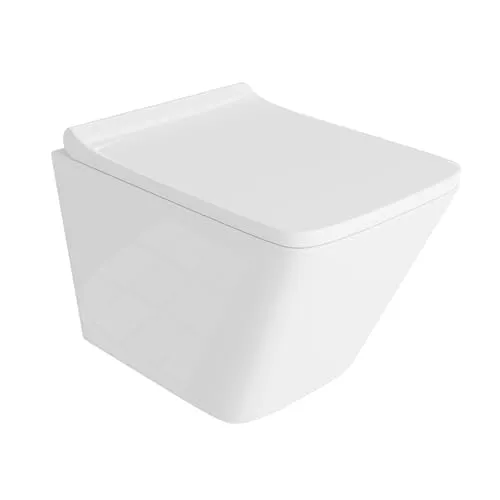 LAVITA Wand-WC Lago Hänge Toilette WC Sitz Toilettendeckel mit Absenkautomatik & Metallscharniere Toiletten Spülrandlos Hängend Spülsystem TORNADO 3.0 Toilettenbecken Weißer Glanz