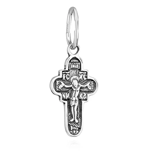 NKlaus 925er Sterlingsilber Kreuz Orthodoxe Kruzifix Anhänger Glaubenssymbol 6260 Taufe