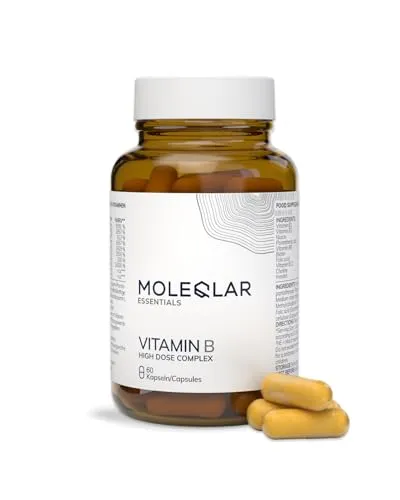 MoleQlar Vitamin B Komplex 60 Kapseln – 8 bioaktive B-Vitamine, hochdosiert, vegan, Made in Germany