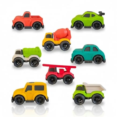 alldoro 68995 Mini Spielautos 8er Set, BAU-Fahrzeuge für Kinder - Spannendes 8er Set Mini-Spielautos in verschiedenen Designs, perfekt für Abenteuer drinnen und draußen. Hergestellt aus nachhaltigem Material, ideal für kleine Hände und fördert spielerisch die Fantasie und Feinmotorik.