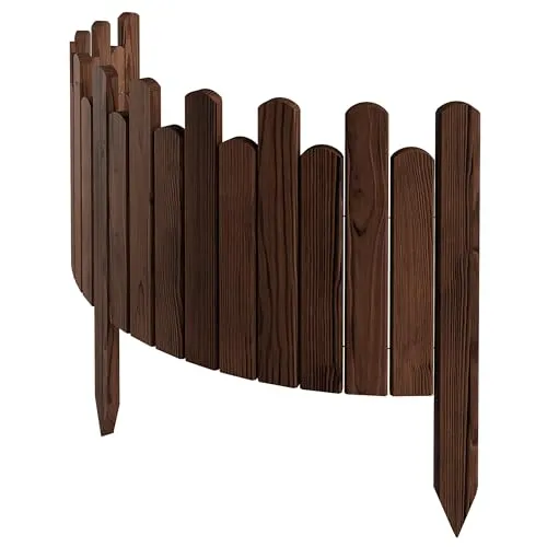 Floranica Beeteinfassung Rasenkante 30 cm Braun - Flexibler Gartenzaun - Garten: Flexibler Rollborder aus hochwertigem Kiefernholz, einfach zu installieren und vielseitig gestaltbar für kreative Gartenideen.