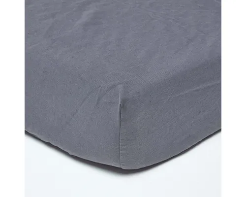 Homescapes Dunkelgraues Leinen-Spannbettlaken 90x190 cm - Hochwertiges Spannbettlaken aus 60% Leinen und 40% Baumwolle, extra hoch mit 46 cm Steghöhe. Ideal für hohe Matratzen und Boxspringbetten, sorgt für perfekten Sitz und gemütlichen Schlaf.