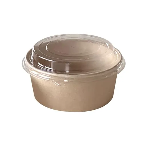 SWS 300 Kraft Salatschalen Snackschalen 750 ml Ø 145 x 85 mm braun + klarem Deckel