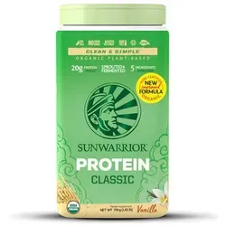 Sunwarrior Protein Classic - 750g Vanille - Veganes Protein aus rohem braunem Vollkornreis mit vollständigem Aminosäurenprofil, ideal für Sportler und gesundheitsbewusste Ernährung.