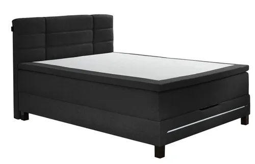 Jefferson Boxspringbett 140x200 cm mit RGB-Lichtleiste - Anthrazit - Boxspringbett mit Bettkasten und integrierter RGB-Lichtleiste für stimmungsvolles Ambiente. Komfortschaum-Topper und USB-Dual-Ladedose bieten zusätzlichen Komfort und Funktionalität.