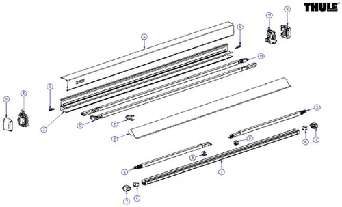 Thule Teleskoparm rechts für Markise 3200 2,5 / 2,7 / 3,0 Meter Camping B-Ware