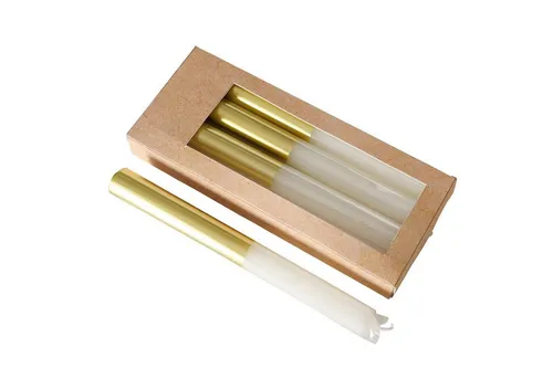 BOLTZE GRUPPE GmbH Formkerze Bunte Kerzen mit goldener Verzierung, 4er-Set - Stimmungsvolle Dekokerzen im 4er-Set mit goldener Verzierung. Die bunten Kerzen in verschiedenen Farben sorgen für eine gemütliche Atmosphäre und sind ein echter Blickfang in jedem Raum.