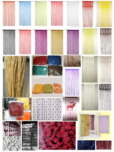 Fadenvorhang Fadenstore in Hellblau 2,50m x 0,90m Raumteiler Türvorhang Vorhang