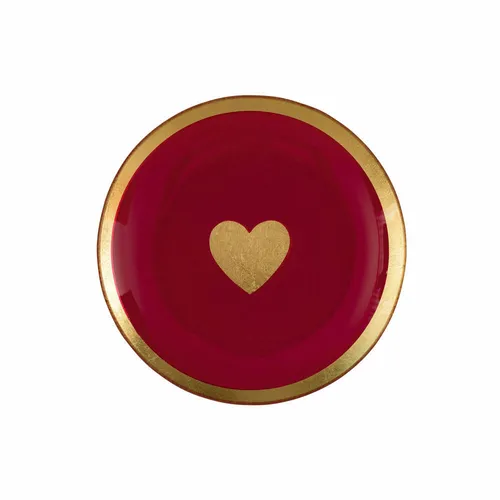 Gift Company Glasteller Love Plates Herz M, rund, Dekoteller, Glas, Pink, 13 cm