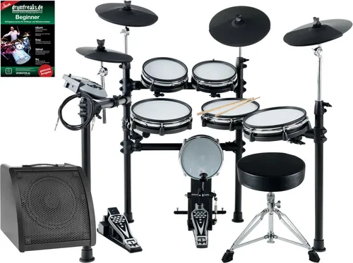 XDrum DD-530 Mesh Heads E-Drum Maxi Live Kit - E-Drums mit Dual-Zone Mesh Pads, 45 Drumkits und 400 Sounds. Ideal für Anfänger und Profis, inklusive Drum-Monitor und Hocker im praktischen Spar-Set.