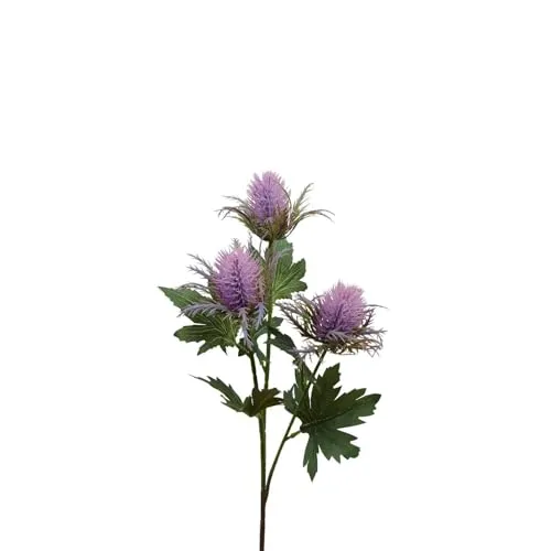 artplants.de Kunstblumen Zweig Edeldistel ERKENHILDE, lila, 65cm - Kunststoff Zweig