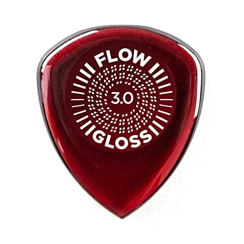 JIM DUNLOP Plektrum Flow Gloss 3,00mm 3 Stück, Rot