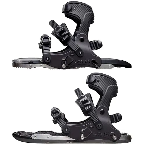 Combo Ski 2in1 Lightweight Schneeschuhe Spikes Schlittschuh Miniski für Männer und Damen Schuhgröße 36-48, Angemessen für Skifahren Tracking Skating Klettern zum Winter auf EIS und Schnee (Jet Black)