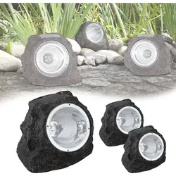 Solarlampe Garten Stein Optik 3er Set - LED Solarleuchten für den Außenbereich, IP44, energieeffizient und ideal zur dekorativen Beleuchtung von Garten und Wegen.