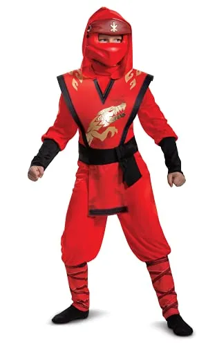 Disguise Kostüm Kai LEGO Ninjago-Legacy für Jungen - Faschingskostüm in rot-schwarz, lizenziert von LEGO, mit Overall, Maske und Kapuze – perfekt für kleine Ninja-Fans!