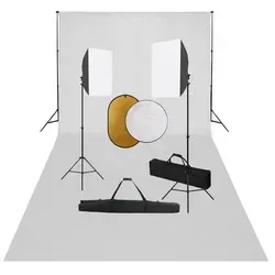 vidaXL Fotostudio-Set mit Softboxen und Reflektoren - Fotostudio Zubehör mit verstellbarem Hintergrundsystem und professionellen Studiolampen für perfekte Aufnahmen. Ideal für Fotografie und Film, leicht transportierbar in praktischer Tragetasche.