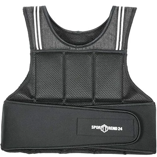 Sporttrend 24 Gewichtsweste 5 KG schwarz - Gewichtswesten für effektives Training, anpassbar und waschbar, ideal zur Steigerung von Kraft und Ausdauer ohne Verrutschen.