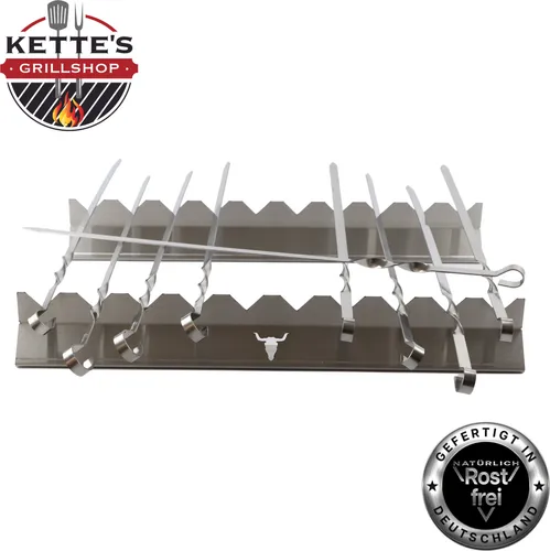 Kette's Grillzubehör Grillspieß - Rostfreier Edelstahl Spießaufsatz - Grillspieße aus rostfreiem Edelstahl, ideal für Fleisch, Gemüse und mehr. Spülmaschinengeeignet und passend für Gas- und Holzkohlegrills.