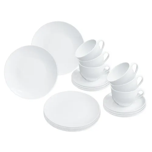 Kaffeeservice weiß/Porzellan Set, 18-teilig