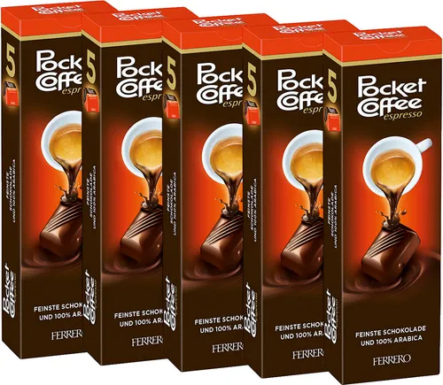 Pocket Coffee aus Vollmilch Halbbitterschokolade 62g 5er Pack