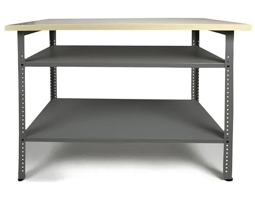 Ondis24 Werkbank Nobbi Pro 120cm - Höhenverstellbare Werkbank aus Metall mit großen Ablagen, ideal für Hobbyraum oder Werkstatt. Robuste, kratzfeste Oberfläche und kinderleichter Aufbau in nur 15 Minuten.