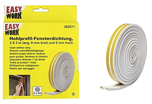 Easy Work Hohlprofil Dichtung, 9 mm x 6 m, 1 Stück, 262571