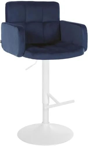 CLP Barhocker Los Angeles Samt - Höhenverstellbarer & Drehbarer Barstuhl in Blau - Barhocker mit elegantem Samtbezug und stabilen Metallgestell. Stufenlos höhenverstellbar und 360° drehbar für optimalen Komfort und individuelle Anpassung.