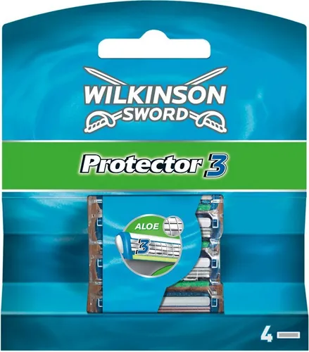 Wilkinson Protector 3 Klingen - 4 Stück für Männer - Erleben Sie eine präzise und sanfte Rasur mit den Wilkinson Protector 3 Klingen. Diese 4er-Packung bietet optimale Pflege durch integrierten Schutzstreifen, der Hautirritationen minimiert. Perfekt für den modernen Mann!