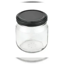 75er Set Rundglas 212 ml mit schwarzem Deckel und Rezeptheft - Vorratsgläser Set mit 75 Sturzgläsern (212 ml) und praktischen Twist-Off-Deckeln. Ideal zum Einmachen von Marmelade, Saucen und mehr – inkl. Rezeptheft für kreative Ideen!