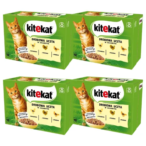 48x85 g KITEKAT Nassfutter mit Huhn Pute Geflügel in Gelee adulte Katzen