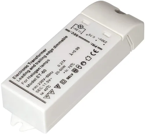 Elektronischer Halogen-Trafo 230/12V/20-60W dimmbar klein flach 105 x31,5x21mm