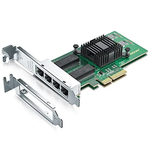 H!Fiber.com 1.25G NIC,Quad RJ45 Ports,Ethernet Netzwerk-Karte,1.25GbE CNA,SPEC Equal zu I350-T4,mit Intel I350 Chip,Unterstützung Windows Server/Linux/VMware (Nicht Unterstützung X11, MAC)