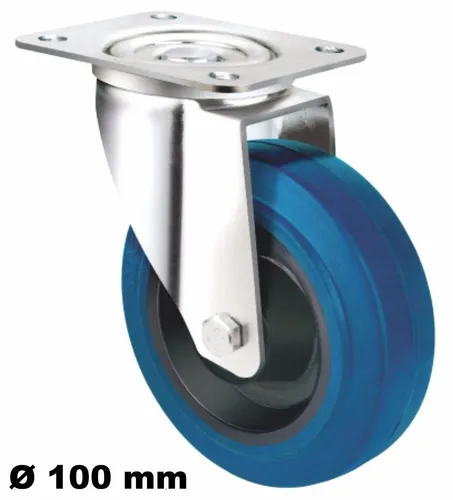 Rolle Transportrolle Blue Wheel Reifen Lenkrolle 100 mm Lastrolle zur Schonung