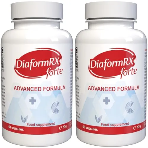 Diaform RX Forte - 120 Kapseln (2x60 Kapseln), 2er Pack - Multivitaminpräparate & Mineralien mit 22 Vitaminen und Mineralien für optimale Gesundheit. Hochdosiert, 100% pflanzlich & vegan – ideal für das Immunsystem und die allgemeine Vitalität.