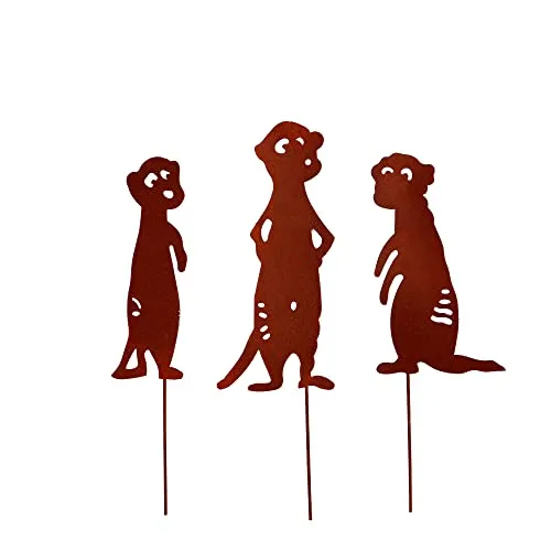 UNUS Gartenstecker Rost Erdmännchen im 3er Set