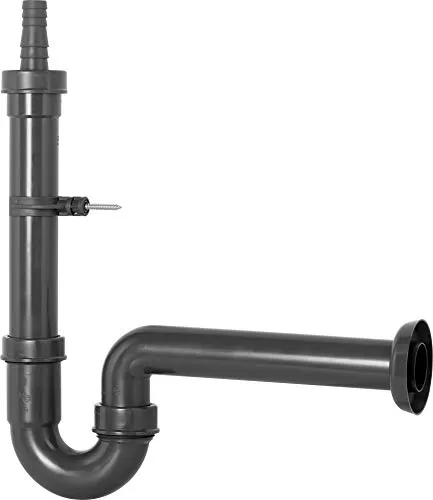 Cornat Rezyklat Geräte-Geruchsverschluss - 1 1/2 Zoll x 40 mm - Mit Tülle & Wandhalterung - Hergestellt aus recycelten Kunststoffen - Made in Germany Qualität / Gerätesiphon / T355004R, Schwarz