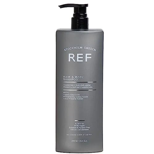 REF Hair & Body Shampoo 1000 ml - Sulfatfreies 2-in-1 Shampoo & Duschgel für sanfte Reinigung und Feuchtigkeit. Ideal für empfindliche Haut und alle Haartypen, bietet es eine revitalisierende Pflege für Haut und Haar.