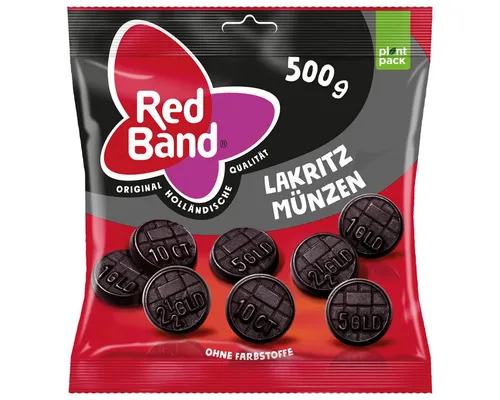 Red Band Süßigkeit, Red Band Lakritz Münzen aromatisch intensiv ohne Farbstoffe 500g