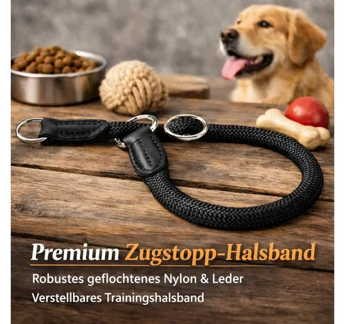 Illes-Laedchen Hunde-Halsband Hundehalsband Zugstopp mit Hundeleine Führleine im Set, in robuster und hochwertiger Qualität
