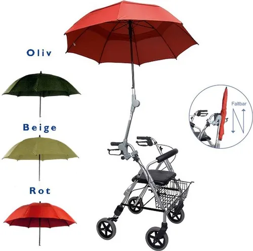 Rollator-Schirm 'PROTECTOR' inkl. Befestigungs-Set, Regenschirm, Rollator, Farbe:oliv